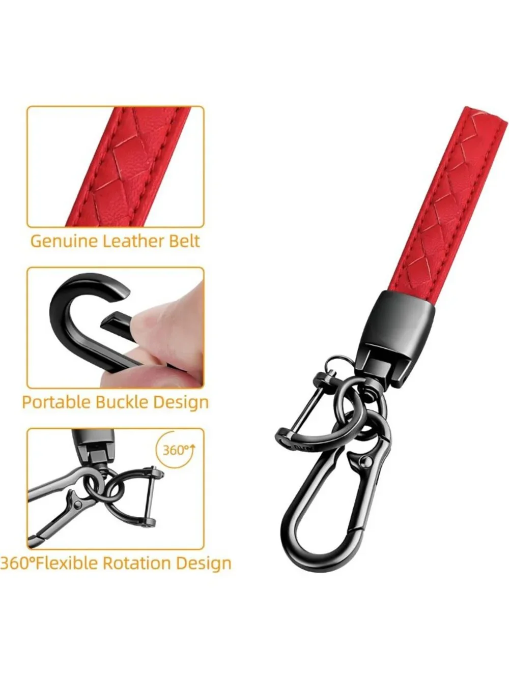 Soft TPU Key Fob Cover with Leather Keychain for Jeep, Dodge, Chrysler - Red